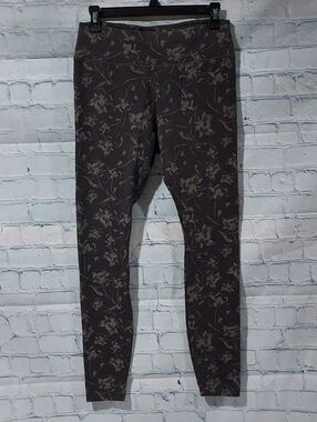 Pact Leggings M Organic Gray Floral High Rise Cotton Athletic Yoga Granola